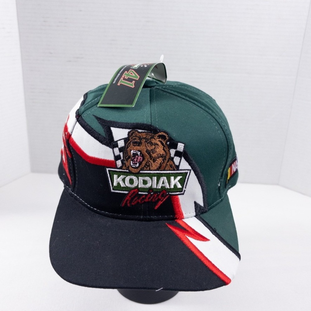 Vintage 90s Kodiak Racing 41 NASCAR Snapback Hat NOS Deadstock Larry Hedrick